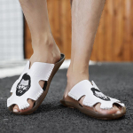 Meeste suvised lamedad sussid, eriti laiad liugustega sandaalid, vaba varbaga rannasandaalid vabaaja pehmest k&otilde;ndimisnahast sandaalid EU:38 must