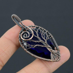 Natural Tree Of Life London Blue Topaz Copper Wire Wrap Pendant 2.40 a4f87