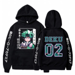 Anime My Hero Academy Midoriya Izuku DEKU meeste/naiste kapuuts, pikkade varrukatega avar ja l&otilde;dvestunud dressipluus Unisex Street Top L must