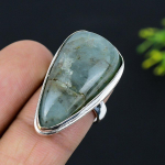 Natural Aquamarine Gemstone Handmade 925 Sterling Silver Ring Size 6.5 o9a37