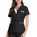 Meditsiini&otilde;e vormiriietus koorimistopsid Naiste V-kaelusega l&uuml;hikeste varrukatega taskud Pullover Vormiriietus Patchwork v&auml;rvilised p&otilde;etavad t&ouml;&ouml;topsid 2XL