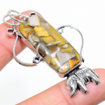 Natural Bumble Bee Jasper Gemstone 925 Sterling Silver Pendant 2.56 s0t95
