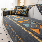 Bohemia &scaron;enillist diivanikate, geomeetrilise tikandiga diivani kate, m&ouml;&ouml;bli kaitsekate, libisemiskindlad diivanikatted elutoa sisekujunduseks 70x120cm tumehall v&auml;rv