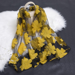 Maarja kevad-suvi uus p&auml;ikesekaitsekreem siidist sall l&otilde;igatud lilledega sall Rose žakaarsall siidist organza Six-Leaf Flower-Yellow