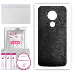 apgo Protective Skin Sticker for the back compatible with Motorola Moto G7 Power, Wrap Film, Foil, Vinyl - Pattern Black Leather