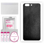 apgo Protective Skin Sticker for the back compatible with OnePlus 5, Wrap Film, Foil, Vinyl - Pattern Black Leather