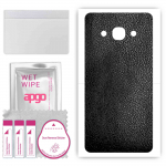 apgo Protective Skin Sticker for the back compatible with Samsung Galaxy J7 Neo, Wrap Film, Foil, Vinyl - Pattern Black Leather
