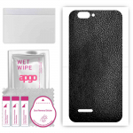 apgo Protective Skin Sticker for the back compatible with Sharp R1S, Wrap Film, Foil, Vinyl - Pattern Black Leather