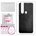 apgo Protective Skin Sticker for the back compatible with Tecno Camon 15 Pro, Wrap Film, Foil, Vinyl - Pattern Black Leather
