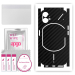 apgo Protective Skin Sticker for the back+sides compatible with Nothing Phone 1, Full Wrap Film, Foil, Vinyl - Pattern Carbon Black