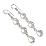 Natural White Topaz Gemstone 925 Sterling Silver Jewelry Earring 2.56 u2g67