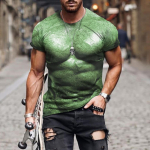 Muscle Body 3D Prindiga T-s&auml;rk Meeste Suvine T-s&auml;rk Riietus Mood T&auml;nava T-s&auml;rgid Naljakad lihamustriga l&uuml;hikeste varrukatega trendikad topid L
