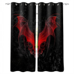 Punased draakoni tiivad kaunistatud elutoa kardinad hall kardinad magamistoale 3D prinditud deemonm&auml;ng, aknakatted, 1tk W50H130(CM)x2&Hook