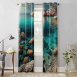 Suvine Maastik Mereaken Kardinad elutuppa Luksuslik Magamistoakardin K&ouml;&ouml;girulookardinad Kardinad 135W x 60H(cm) x1 black