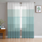 Triibulised minimalistlikud heledad vesipardi rohelised t&uuml;llkardinad elutuppa magamistuppa hotelli luksuskaunist l&auml;bipaistvad kardinad 135W x 114H(cm)