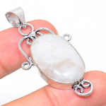 Natural Rainbow Moonstone Gemstone 925 Sterling Silver Pendant 2.05 a5z81