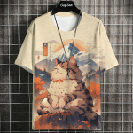 Multifilmi Anime Kassitr&uuml;kiga T-s&auml;rk meestele Jaapani s&auml;rgid Hundi T-s&auml;rk Outdoor Hip Hop Topid Riided Vabaaja vabad l&uuml;hikeste varrukatega s&auml;rgid XL