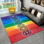 Vikerkaare 7 T&scaron;akra Mandala Boho Vaip, Vaip Elutuppa, Magamistuppa, Diivani ette, Uksematt, Dekoratsioon, Jooga Pehme Libisemiskindel P&otilde;randamatt 40x60cm(15x23in)