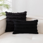 B&ouml;&ouml;mi stiilis puuvillane ja linane padjakate padja ilma s&uuml;damikuta l&otilde;ikelilledeta tuti diivanipadja kate 30*50 must