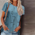 Naiste suvine T-s&auml;rk gradientlilla liblikprindiga l&uuml;hikeste varrukatega t-s&auml;rgid vabaaja tr&uuml;kitud topid XS sinine