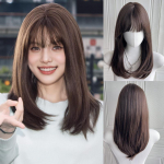 16-tolline sirge tukkidega parukas kiust s&uuml;nteetiline parukas kuumakindel mitte-l&auml;ikiv loomulik pehme cosplay juuksejupp naistele Korea mood 16inches pruun