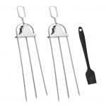 Roostevabast terasest vardad Poolautomaatne BBQ v&auml;litingimustes kolmeharuline grillkahvel liha grillimiseks 2pcs