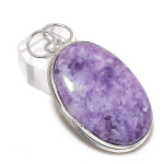 Lepidolite Stone Gemstone Handmade 925 Sterling Silver Pendant 2.17 a0o62