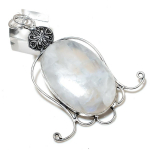Rainbow Moonstone Gemstone Handmade 925 Sterling Silver Pendant 3.03 o6b47