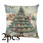 2tk/komplekt J&otilde;ulupuuga tr&uuml;kitud padjap&uuml;&uuml;r Puhkemaja kaunistus Diivanipadja kate Magamistoa Elutoa Padjap&uuml;&uuml;r ilma Padja s&uuml;damikuta Size: 45cm X 45cmX4pcs