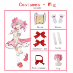 Anime Maagiline t&uuml;druk Kaname Madoka Cosplay Kost&uuml;&uuml;m Kawaii Lolita T&uuml;drukute Karneval Roosa Kleit L&uuml;hike Parukas Idol Puella Magi Madoka M roosa/kollane