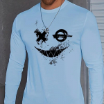 Graffiti Smiley Face Print Meeste T-s&auml;rgid Pikkade varrukatega T-s&auml;rgid Kaelaga vabaaja Pullover Meeste Suures suuruses riided XS valge