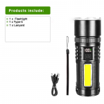 Laetav taskulamp 300W LED-taskulamp COB-tuled pikk valgusvihk 2500M v&auml;lklamp matkavalgusti suumitav taskulamp sisseehitatud aku lai valgusvihk latern A-With Type-C