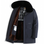 Meeste talvepolsterdatud paksendatud puuvillane sulejope Keskealiste meeste keskmise pikkusega soe mantel M tumesinine v&auml;rv