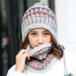 WTEMPO M&uuml;tsi ja salli komplekt naistele s&uuml;gis-talve armas villane m&uuml;ts koos salliga paksendatud k&uuml;lmakindel soe m&uuml;ts kootud k&otilde;rvakaitsega m&uuml;tsid sallid Hat + Scarf hall