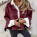 Naiste vabaajamoe &uuml;hev&auml;rviline &uuml;mara kaelusega pikkade varrukatega l&uuml;hike jope L must