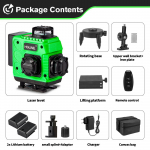 4D 16 joone rohelise joone lasernivelliir isetasanduv 360&deg; horisontaalne ja vertikaalne lasernivelliir 30 m APP puldiga 2xBattery-EU Plug