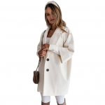 Naiste talvemantel, lahtik&auml;iv kraega taskud, &uuml;hev&auml;rvilised kaherealised, paksendatud, lahtiselt liibuv mantel Termiline kolmveerand varrukatega t&ouml;&ouml;lk&auml;imine S