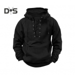 S&uuml;gis Talv Meeste Kapuutsiga Pusa Paeltega Rihm Vaba L&otilde;ikega Elastne Mansett Retro Soe Pullover Keskmise Pikkusega Hip Hop Plaastertasku &Uuml;hev&auml;rviline Kapuutsiga Pealmine L must