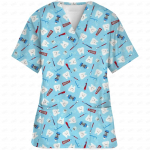Naiste &otilde;e vormiriietus Multikas 3D Prindi V-kaelusega tasku Meditsiiniline vormiriietus Kawaii Cartoon &otilde;de &Otilde;de Koorikud Topid Uniforme enfermera S