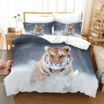 Tekikottide komplekt Tiger 3D Lake Rainbow voodipesukomplekt Prinditud metsloom t&auml;issuuruses lapsele poisile, t&uuml;drukule, pol&uuml;estrist lohukate 70x133cm 2pcs