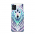 Coque Maniacase pour Samsung Galaxy A21s Loup blanc reflet violet