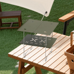 Kokkupandav matkalaud, v&auml;ike kokkupandav laud, laagritee &otilde;ues, grill, sise&otilde;u, must