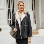 Uue stiili karusnahast integreeritud rev&auml;&auml;riga pluss sametist nahast mantel naistele s&uuml;gis-talve keskmise pikkusega mantel seemisnahast jakk naistele S