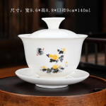 Vintage k&auml;sitsi maalitud keraamiline gaiwan teetass Hiina stiilis teepokaal Kung Fu tee komplekt Chawanmushi kauss kaanega Gaiwan Jingde Town 140ml