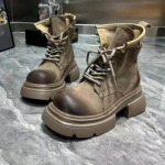Moodsad matid lakknahast paeltega moesaapad naiste kingad uued retro mootorrattasaapad paksu tallaga t&ouml;&ouml;saapad zapatos de mujer 35 khaki
