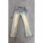 Meeste retro pestud vintage laiad teksad, meeste lahtised sirged teksad vabaaja mitmek&uuml;lgsed rippuvad pikad p&uuml;ksid M sinine