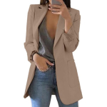 Naiste &uuml;likond, mantel, rev, pikkade varrukatega, avatud esiosaga &uuml;likond, taskutega Slim Fit &uuml;hev&auml;rviline &auml;rikontori naisriided L gray