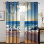 Looduslik mere&auml;&auml;rne maastik 3D maastik Moodsad pimendavad kardinad elutoa aken Magamistoa kardin Kodukaunistus K&ouml;&ouml;gi kardinad W65X60H(cm)X2Pcs&Hook