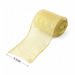 5-meetrised kuldsed &scaron;ampanjapaelad, j&otilde;ulud, meisterdamine, vibu, k&auml;sit&ouml;&ouml;, pol&uuml;esterlint, j&otilde;ulupuu kaunistused, uusaastakingituste pakkimine as picture