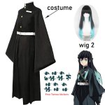 Tokitou Muichirou Cosplay kost&uuml;&uuml;m Anime Demon Slayer Cosplay Kimetsu No Yaiba Kisatsutai vormikas parukas Halloweeni riided 130cm black